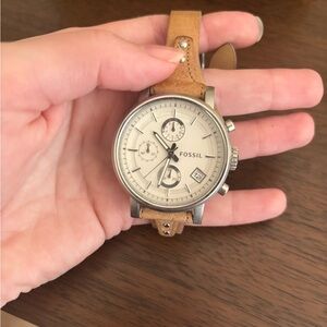 Fossil Boyfriend Chronograph Dial Watch with Bone Leather Strap